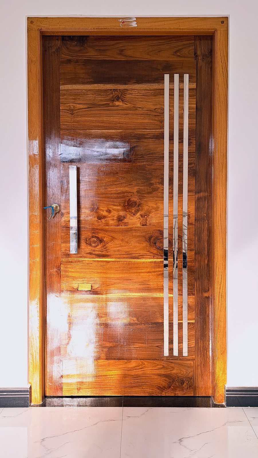 Close-up of timber molding and panel joinery